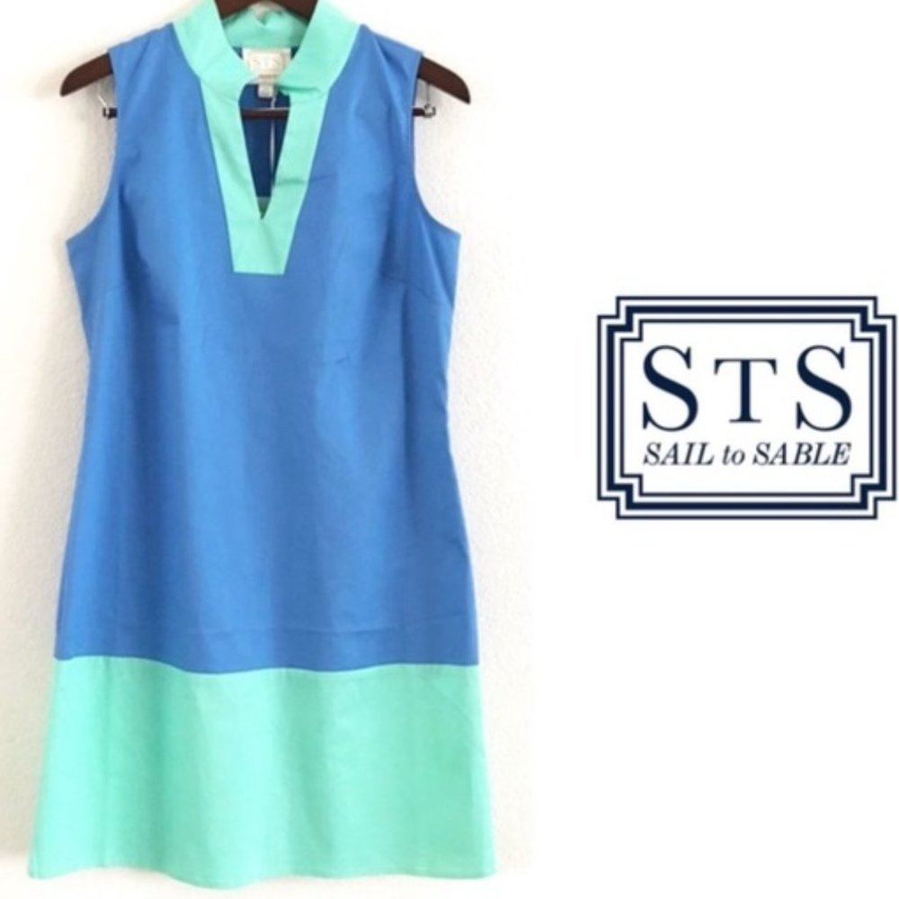 Sail to Sable Blue/Green Color Block Midi Dress